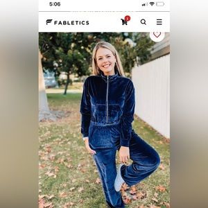 Fabletics XL navy velour jumpsuit